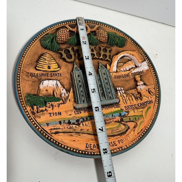 UTAH STATE vintage 3D Ceramic LANDMARKS COLLECTOR PLATE Wall Hanging Souvenir - Picture 6 of 8